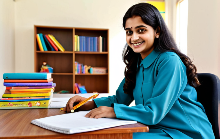 **

"A female social worker, fully clothed in a modest shalwar kameez, sits at a wooden desk in a brightly lit, well-organized office. She is smiling warmly at a young girl (approximately 8 years old) who is sitting opposite her. The girl is also fully clothed in appropriate school uniform. Books and toys are visible in the background.  Safe for work, appropriate content, family-friendly, perfect anatomy, natural pose, professional photography, high quality."

**