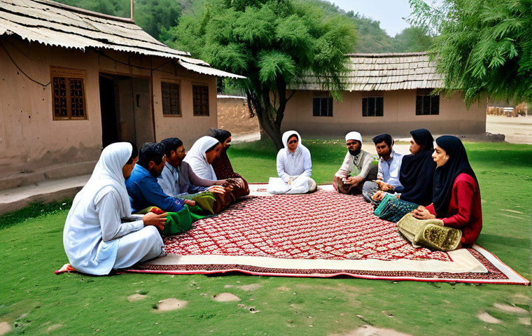 **

"A dedicated community development worker, fully clothed in modest attire, facilitating a workshop in a rural village in Pakistan. Participants are engaged in a discussion about sustainable development projects. The scene showcases local crafts and agricultural produce. Safe for work, appropriate content, professional, perfect anatomy, natural proportions, family-friendly. Include elements of Urdu culture in the clothing and setting."

**