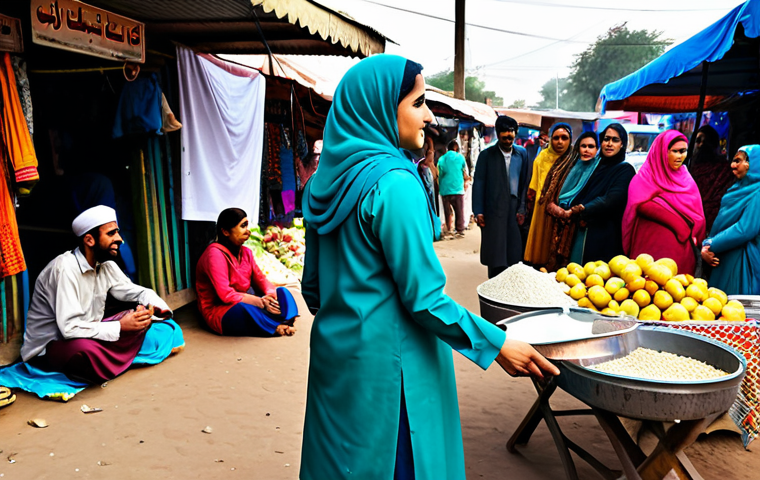 Community Outreach**

"A fully clothed, professional female social worker in modest shalwar kameez, engaging with local women in a vibrant, bustling Urdu-speaking community market, discussing healthcare access; appropriate attire, safe for work, perfect anatomy, natural proportions, high quality, family-friendly setting."

**